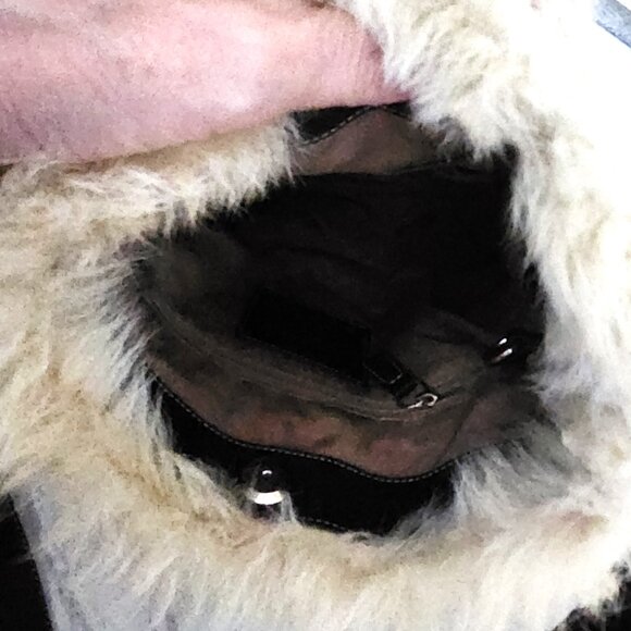 Euc Coach Signature Canvas Shearling Duffle Khaki Handbag Tote Bag Purse - Picture 12 of 13